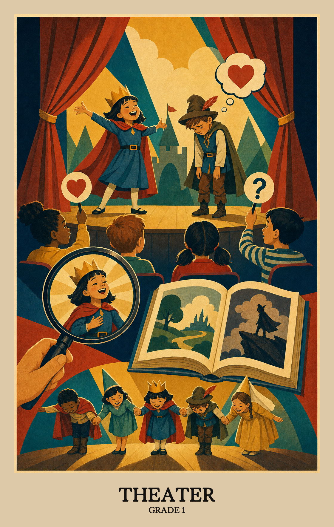 Illustration of what students learn in Grade 1 Arts: Theatre