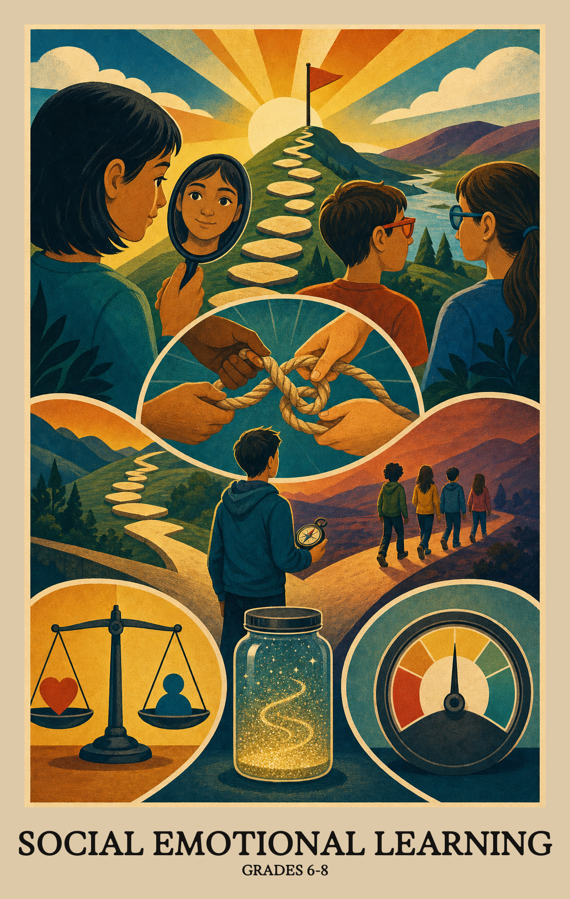 Illustration of what students learn in Grades 6-8 Social Emotional Learning