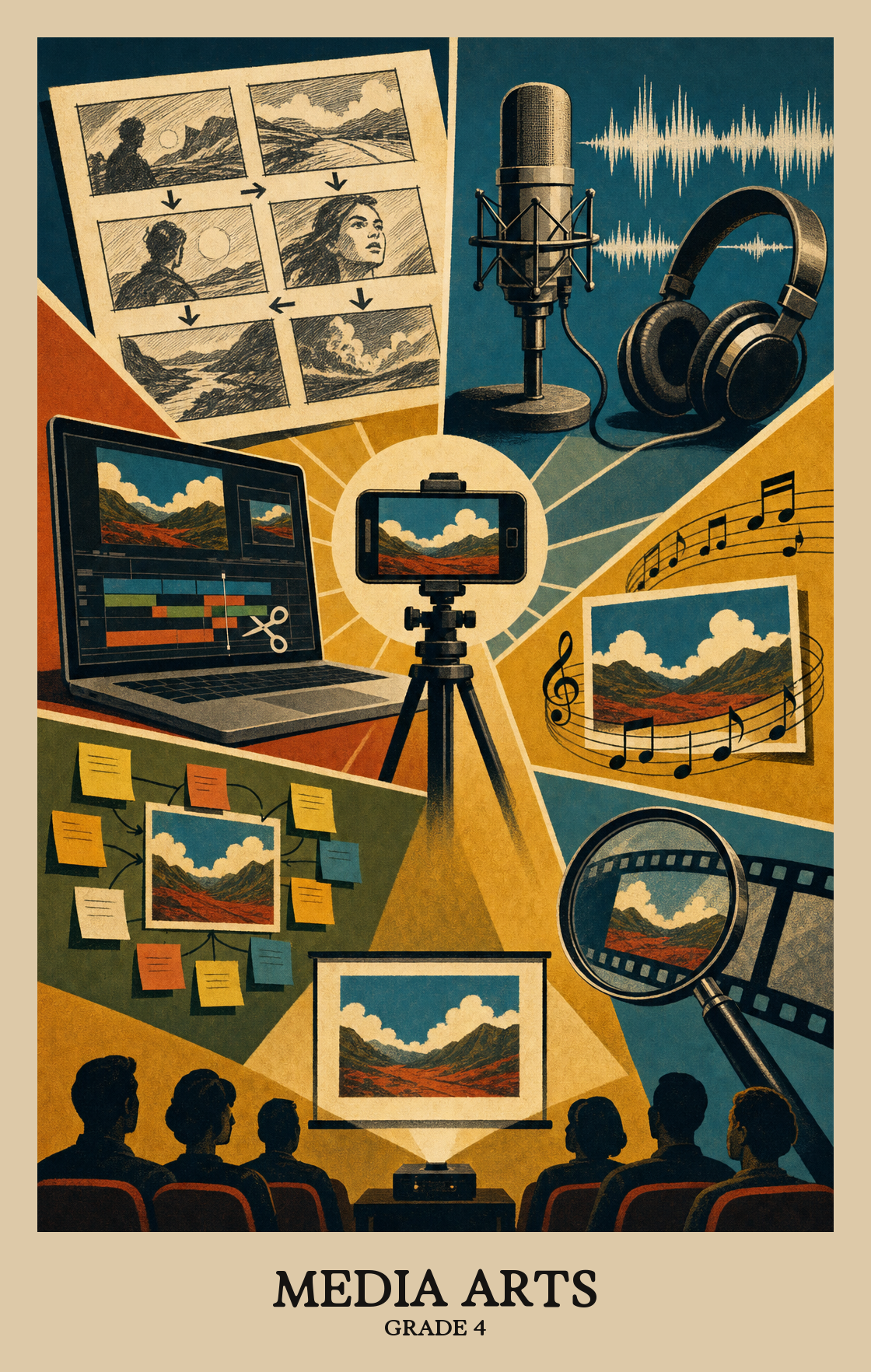 Illustration of what students learn in Grade 4 Arts: Media Arts
