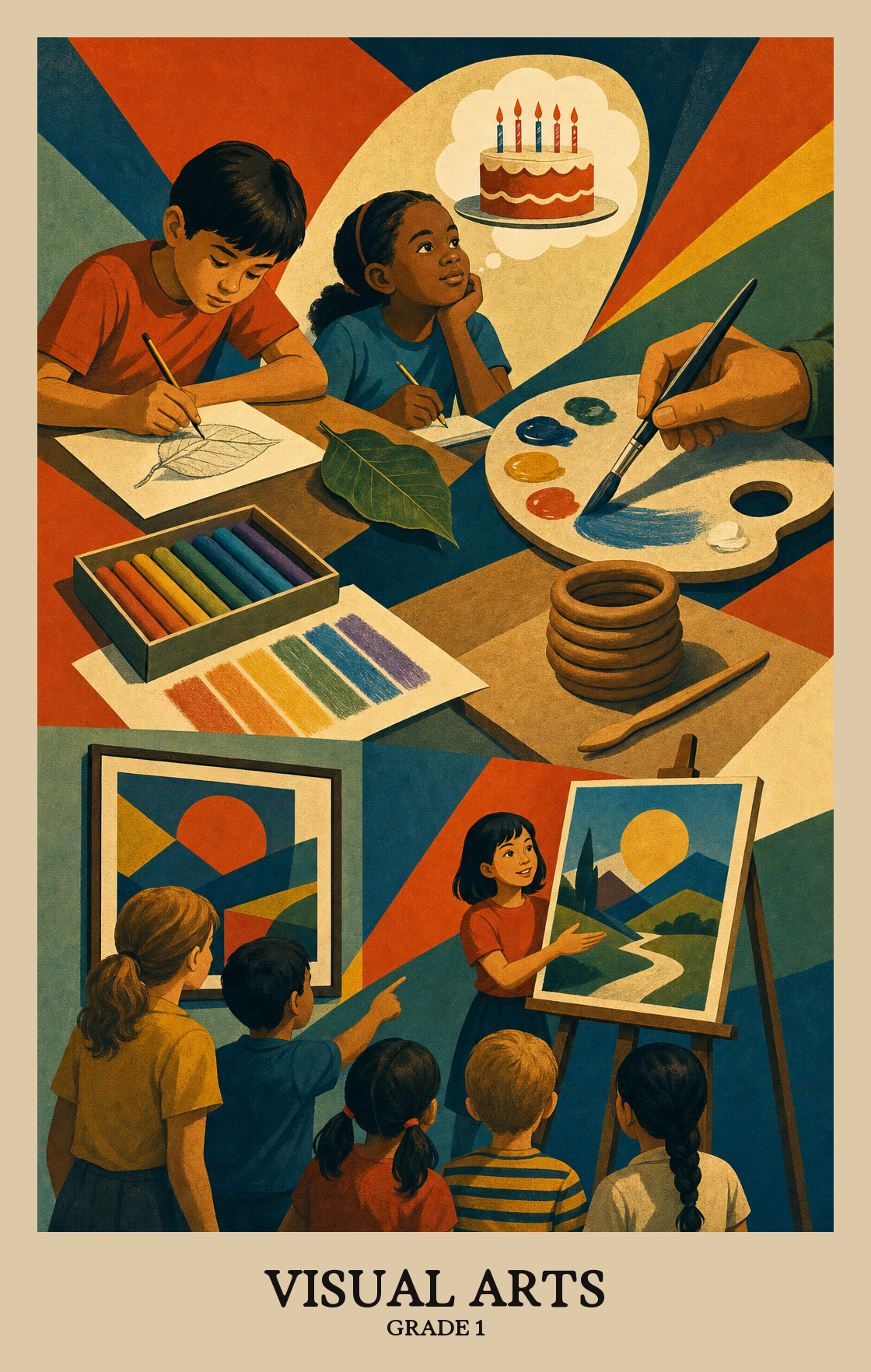Illustration of what students learn in Grade 1 Arts: Visual Arts