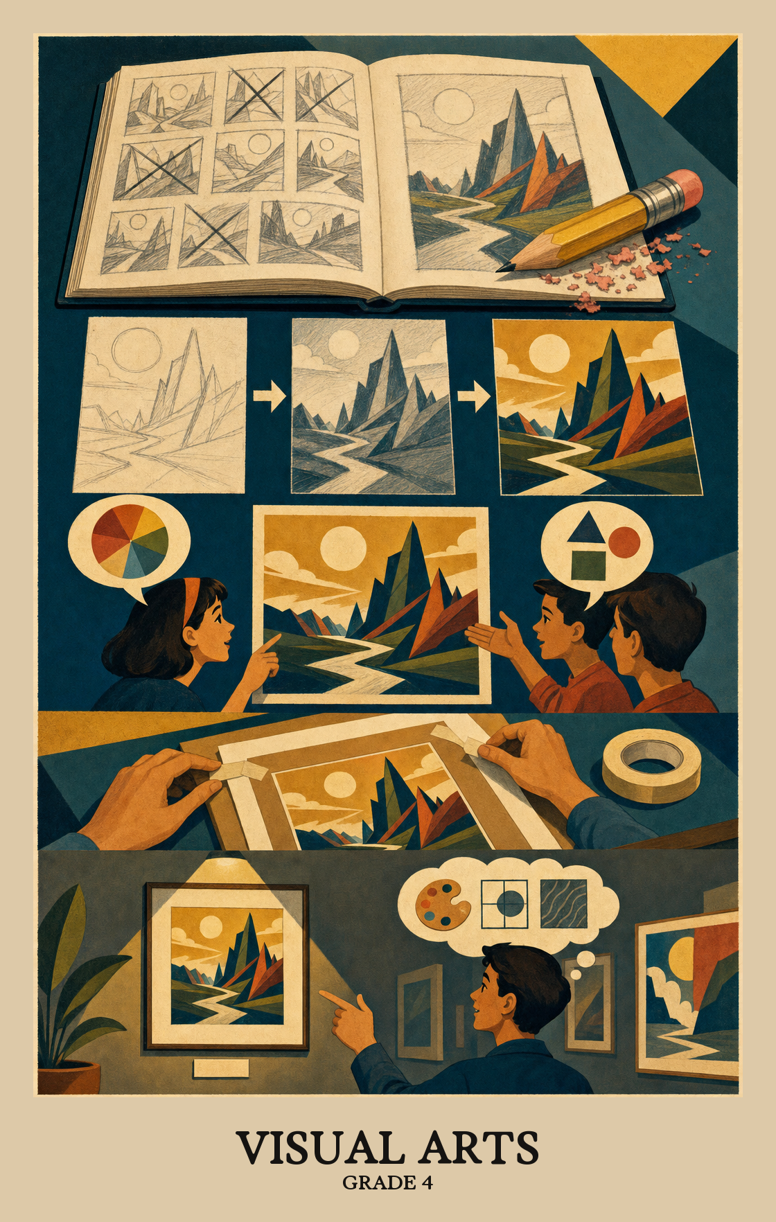 Illustration of what students learn in Grade 4 Arts: Visual Arts