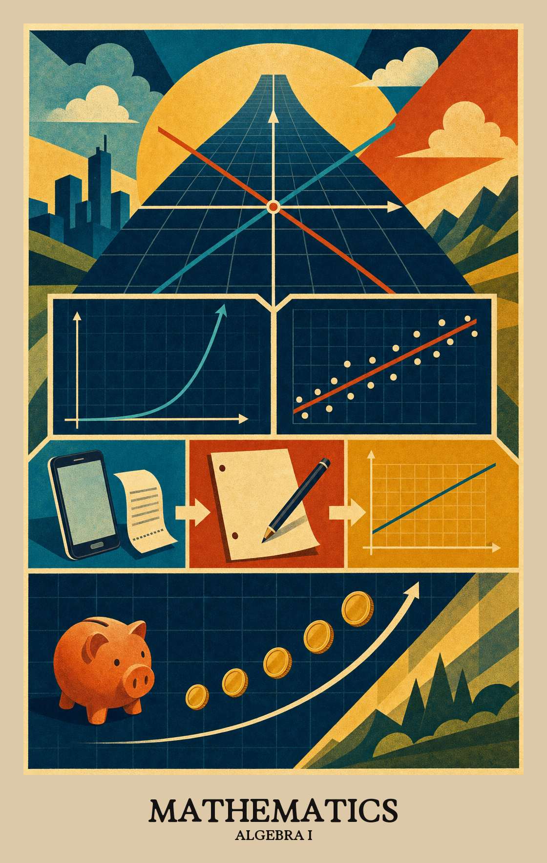 Illustration of what students learn in Algebra I Mathematics