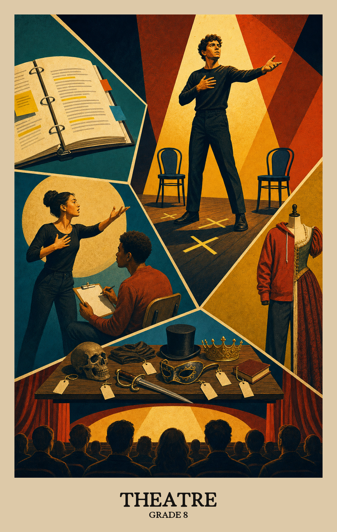Illustration of what students learn in Grade 8 Arts: Theatre