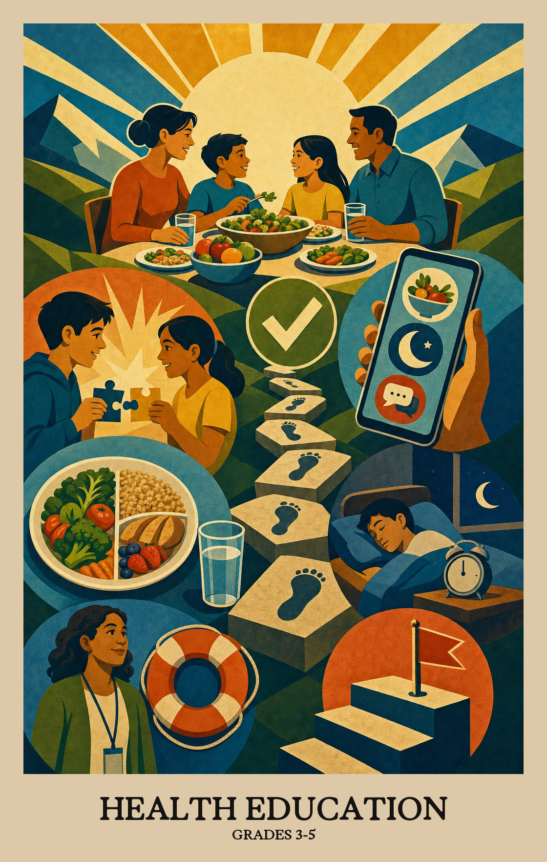 Illustration of what students learn in Grades 3-5 Health Education