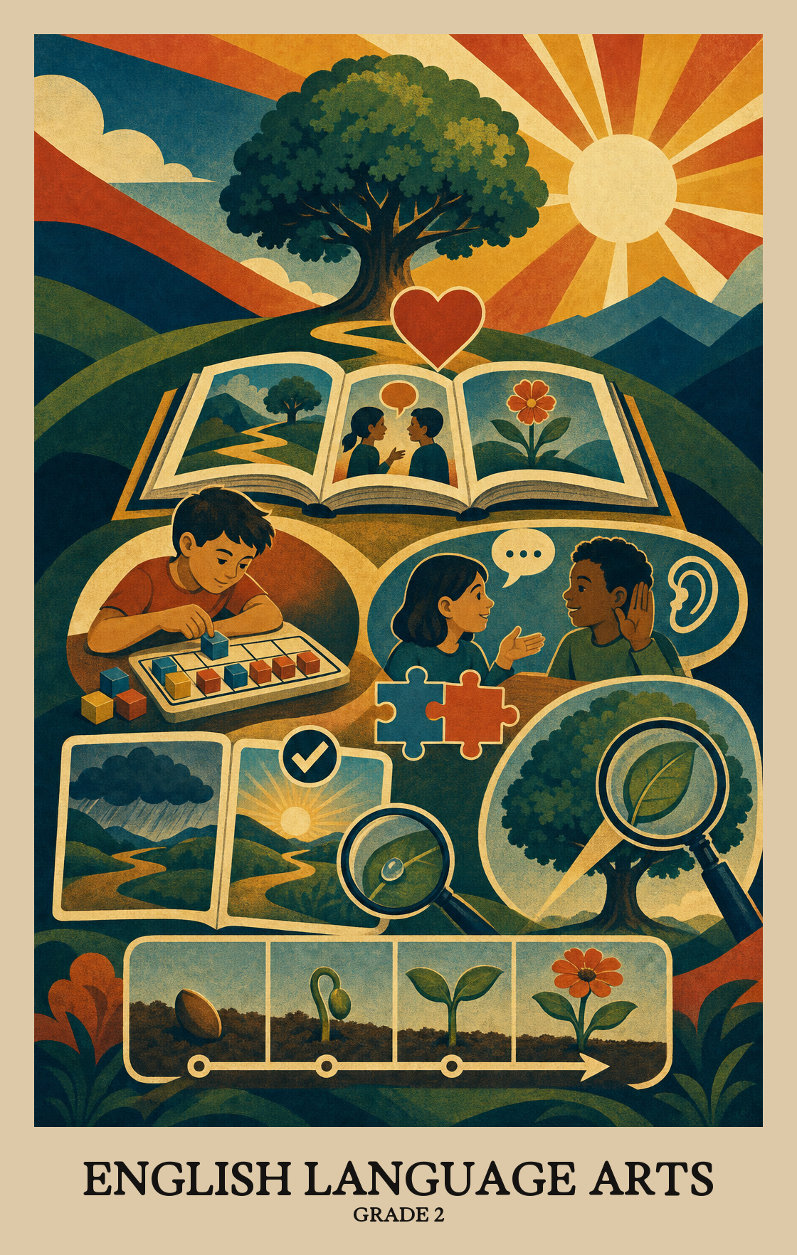 Illustration of what students learn in Grade 2 English Language Arts