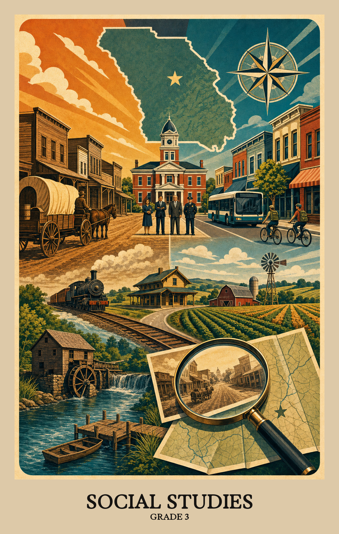 Illustration of what students learn in Grade 3 Social Studies