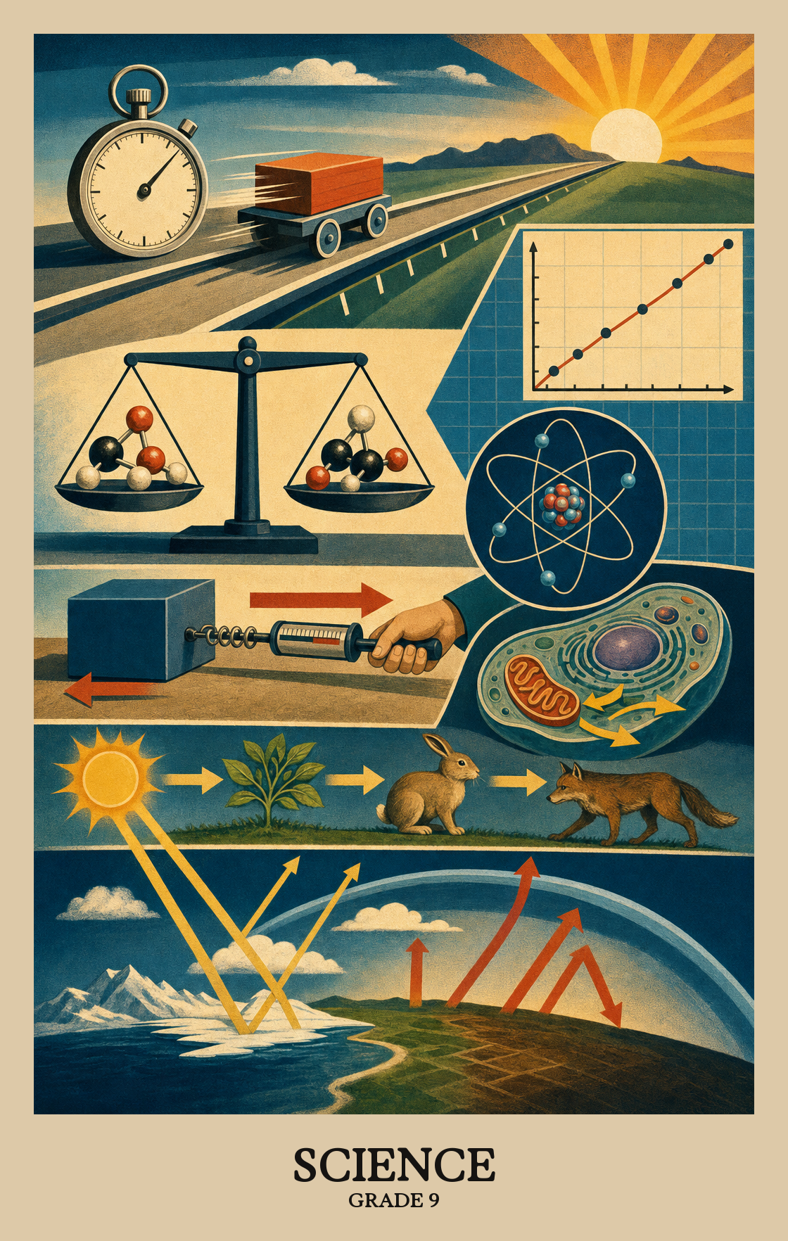 Illustration of what students learn in Grade 9 Science