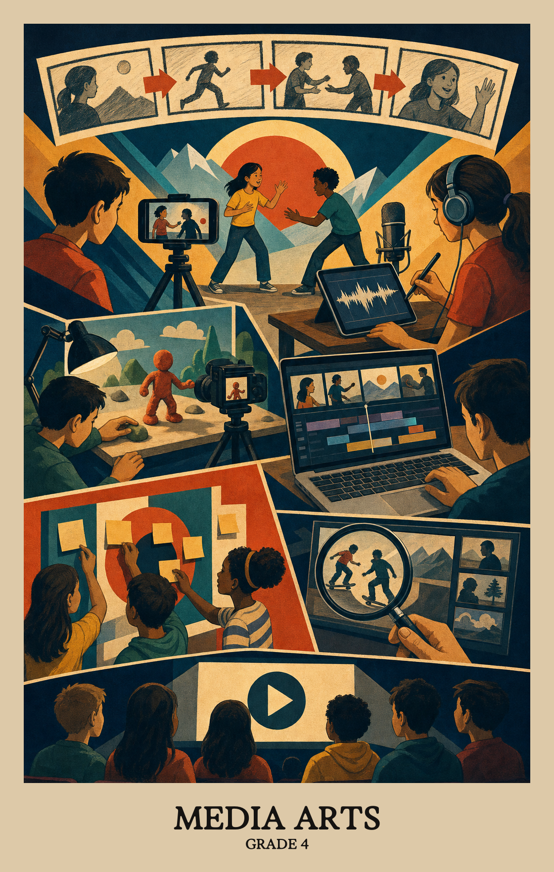 Illustration of what students learn in Grade 4 Arts: Media Arts