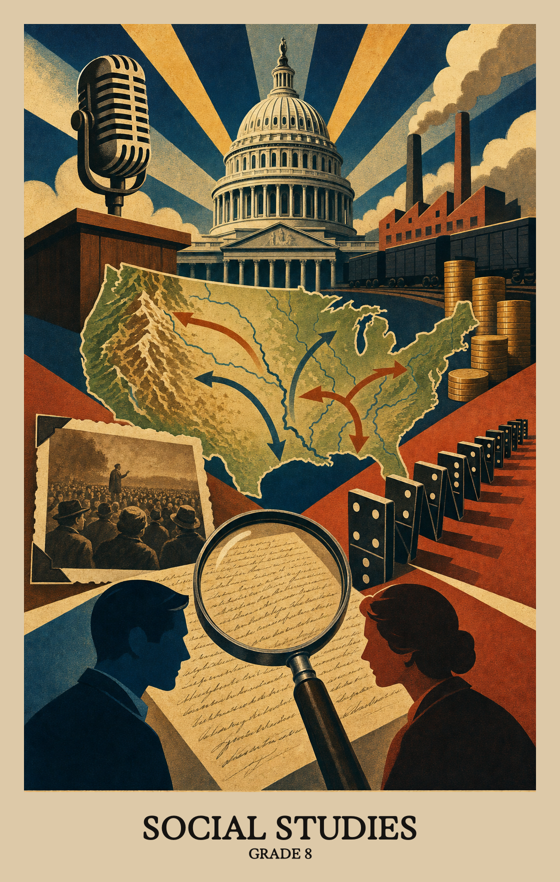 Illustration of what students learn in Grade 8 Social Studies