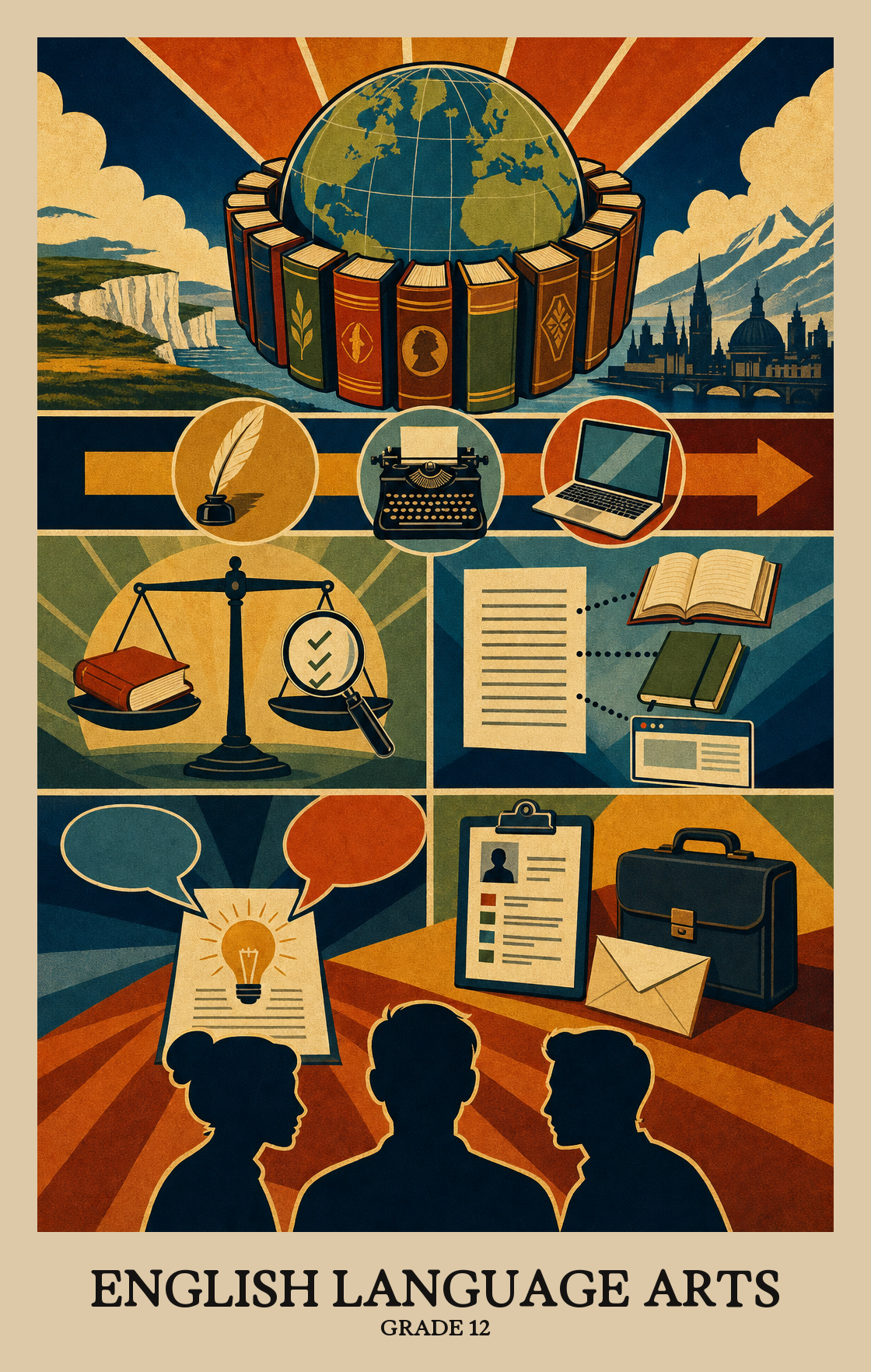 Illustration of what students learn in Grade 12 English Language Arts